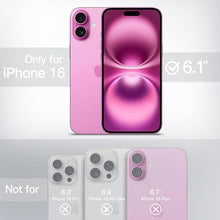 Load image into Gallery viewer, JETech Matte Case for iPhone 16 6.1-Inch, Shockproof Military Grade Drop Protection, Frosted Translucent Back Phone Cover, Anti-Fingerprint (Pink Back)