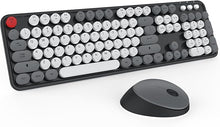 Load image into Gallery viewer, Wireless Keyboard and Mouse, KOOTOP Cute Keyboard and Mouse, 2.4G Wireless Keyboard with Retro Round Keycap for PC, Mac, Laptop,Tablet,Computer Windows (Grey)