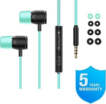 Load image into Gallery viewer, LUDOS Ultra Wired Earbuds in-Ear Headphones, 5 Years Warranty, Earphones with Mic, Noise Isolating Ear Buds, Memory Foam for iPhone, Samsung, School Students, Kids, Women, Small Ears - Turquoise
