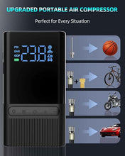 Load image into Gallery viewer, Tire Inflator Electric Bike Pump - 150PSI Portable Air Pump with Pressure Gauge, 6000mAh Electric Ball Pump with Schrader/Dunlop/Presta Valve for Road, Mountain Bicycles, E-Bike, Motorcycle, Balls