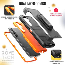 Load image into Gallery viewer, for Samsung Galaxy S25+ Case with Belt Clip Holster & Kickstand, Screenless Protective Dual-Layer Shockproof Phone Case for Galaxy S25 Plus - Black & Orange