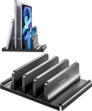 Load image into Gallery viewer, Vaydeer 3-Slot Vertical Laptop Stand Made of Premium ABS Plastics 5 in 1 Design Space-Saving Adjustable Desk Organizer for All MacBook/Chromebook/Surface