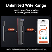 Load image into Gallery viewer, Pro Smart WiFi Wireless Meat Thermometer, Unlimited Range, Improved Stability, Ultra-Thin Probe, Bluetooth Digital Food Thermometer for Remote Monitoring of Oven/Kitchen/BBQ/Smoker/Rotisserie