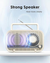 Load image into Gallery viewer, AM FM Radio Plug in Wall or Battery Operated Radio with Best Reception,Portable Radio with Bluetooth,Transistor Radio with Headphone Jack,Large Dial Easy to Use for Seniors Elderly Cream