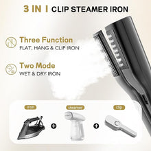Load image into Gallery viewer, 3 In 1 Travel Steamer Iron for Clothes, 900W Portable Clothing Garment Steamer, 0.9lbs Lightly, Travel Size, 10 Minutes of Continuous Steam, 120V Mini Handheld Clothes Steamer for Travel & Home