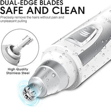 Load image into Gallery viewer, Ear and Nose Hair Trimmer Clipper - 2024 Professional Painless Eyebrow & Facial Hair Trimmer for Men Women,Battery-Operated Trimmer with IPX7 Waterproof,Dual Edge Blades for Easy Cleansing White