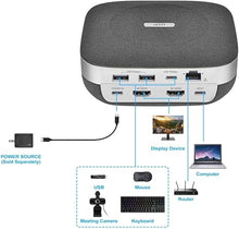 Load image into Gallery viewer, Monoprice All?in?One Conference Room Speakerphone Dock Compact Bluetooth Wireless Omnidirectional Microphone Conference Speaker for Home Officce for Teams and Zoom