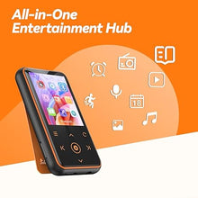 Load image into Gallery viewer, AGPTEK 64GB MP3 Player with Clip, 1.8 inch Bluetooth 5.3 Music Player with FM Radio, Voice Recorder for Sport Running, Supports up to 128GB TF Card, Model: M2, Orange