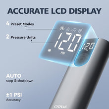 Load image into Gallery viewer, CYCPLUS Bicycle Pump Portable Car Tire Pump,Max 150 PSI, Auto Shut-Off Air Pump with Presta and Schrader Valves Smart Air Inflator Mini Air Compressor for Car Bicycle Motorcycle and Balls