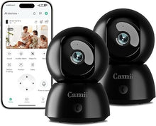 Load image into Gallery viewer, Indoor Camera, 2K Pet Cameras for Home Security Dual Band WiFi(2.4/5G), Security Camera with Phone App, 24/7 SD Card Storage, 2-Way Audio, Dog and Baby Monitor with Motion Detection, Black