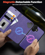 Load image into Gallery viewer, OCASE for iPhone 16 Case Detachable Wallet Case with Card Holder, 2 in 1 Pu Leather Flip Folio with RFID Blocking Stand Wrist Strap Shockproof Phone Cover 6.1 Inch 2024, Purple