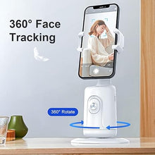 Load image into Gallery viewer, Auto Face Tracking Tripod, 360° Rotation Auto Tracking Phone Holder, No App Required, with Adjustable Lens Stable Base Phone Holder for Vlogs, Live Streaming & Video Chats (Black)