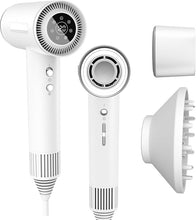 Load image into Gallery viewer, Hair Dryer, Fast Drying Blow Dryer with Magnetic Nozzle,110,000RPM Brushless Motor, High Speed Low Noise, Ionic No Heat Damage, for Travel, Home, Gift (White)
