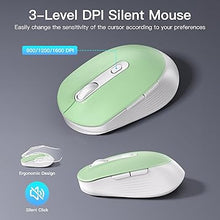 Load image into Gallery viewer, Wireless Keyboard and Mouse Combo, Soueto 2.4G Full-Sized Computer Keyboard with Phone Tablet Holder, 22 Multimedia Shortcuts, Numeric Keypad, 6 Button Silent Mouse for Windows, Mac (Light Green)