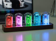 Load image into Gallery viewer, ClocTeck Nixie Tube Clock with Wi-Fi SYNC, Alarm & Timer, 12/24H Display, No Assembly Required - A Retro Gift for Friends (Wood Grain)