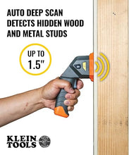 Load image into Gallery viewer, Klein Tools ESF150LL Electronic Stud Finder with Cross-Line Lasers, Bubble Level, Laser Class 3R ?5mW 15-Foot in All Directions, for Wood and Metal Studs, Bright Green LEDs, Batteries Included