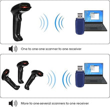 Load image into Gallery viewer, WoneNice Barcode Scanner Wireless 2-in-1 (2.4Ghz Wireless+USB 2.0 Wired) Handheld Bar Code Scanner Reader (Black)