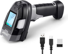 Load image into Gallery viewer, Upgraded Industrial Barcode Scanner Wireless, 1D Laser Bar Code Scaners 2 in 1 Plug and Play Rugged Heavy Duty & IP65 Waterproof, Long-Distance Wireless Handheld Barcode Reader with 1.8" Screen