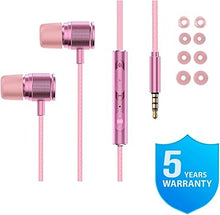 Load image into Gallery viewer, LUDOS Ultra Wired Earbuds in-Ear Headphones, 5 Years Warranty, Earphones with Microphone, Noise Isolating Ear Buds, Memory Foam for iPhone, Samsung, School Students, Kids, Women, Small Ears - Pink