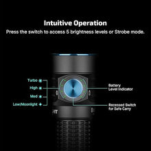 Load image into Gallery viewer, OLIGHT BatonTurbo EDC Rechargeable Handheld Flashlight, 1000 Lumens Compact LED and 510 Meters Long Throw Powerful Pocket Light, with Two-way Clip and Landyard for Camping, Hiking and Home Use (Black)