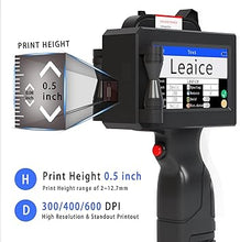 Load image into Gallery viewer, Handheld Inkjet Printer with 42ml Black Quick-Drying Ink Cartridge, Portable Handheld Printer Gun Printing Height 0.08-0.5 Inch for Text QRCode Barcode Batch Number Label Logo Image for Any Surface