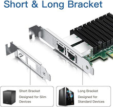 Load image into Gallery viewer, 10Gb RJ45 PCI-E Network Card NIC, Compare to Intel X550-T2, with Intel X550-AT2 Chip, Dual RJ45 Ports, PCI Express 3.0 X4, Ethernet Converged Network Adapter Support Windows/Linux/VMware Esxi