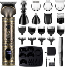 Load image into Gallery viewer, Beard Trimmer Kit Professional Hair Clipper Trimmer Zero Gapped T-Blade Trimmer Electric Shaver Razor Nose Body Trimmer for Men Cordless Grooming Kit 7 in 1