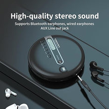 Load image into Gallery viewer, Portable CD Player with Bluetooth, CD Player with Headphones, ESP 40 Seconds for Home Travel, Stereo CD Walkman with LCD Display for Adults Students Kids
