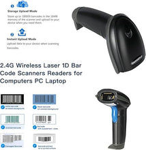 Load image into Gallery viewer, Laser 2.4G Wireless 1D Bar Code Scanners Readers for Computers PC Laptop, UNIDEEPLY Barcode Handheld, Hand Scanning Label UPC EAN Reader Gun Cordless Retails, Black