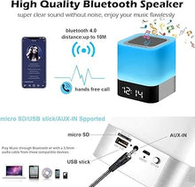 Load image into Gallery viewer, KPR Night Lights Bluetooth Speaker, Alarm Clock Bluetooth Speaker Touch Sensor Bedside Lamp Dimmable Multi-Color Changing Bedside Lamp, MP3 Player, Wireless Speaker with Lights