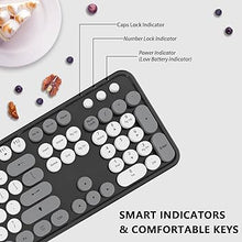 Load image into Gallery viewer, Wireless Keyboard and Mouse, KOOTOP Cute Keyboard and Mouse, 2.4G Wireless Keyboard with Retro Round Keycap for PC, Mac, Laptop,Tablet,Computer Windows (Grey)