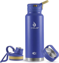 Load image into Gallery viewer, IDEUS Vacuum Insulated Water Bottle, 40 oz Stainless Steel Water Bottles with Straw and Spout Lid, Reusable Metal Water Bottle Leak Proof Gym Water Bottle, BPA-Free(Purple)