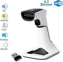 Load image into Gallery viewer, ScanAvenger Wireless Portable 1D&2D with Stand Bluetooth Barcode Scanner: Hand Scanner 3-in-1, Cordless, Rechargeable Scan Gun for Inventory - USB Bar Code/QR Reader (1D&2D with Next Gen Stand)