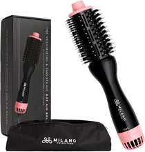 Load image into Gallery viewer, Milano Collection Hot Air Hair Brush Dryer, Quick & Easy Styling, Hair Volumizer for Human Hair Wigs & Natural Hair, Lightweight Round-Shaped Barrel Blow Dry Brush, Black