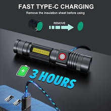 Load image into Gallery viewer, iToncs LED Flashlight Rechargeable, 2000 Lumens Super Bright Magnetic Flashlight with COB Work Light, Waterproof, 4 Modes, Pocket Tactical Flashlights 2 Packs Tactical Flashlights with Bag