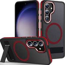 Load image into Gallery viewer, for Samsung Galaxy S25 Case, Adjustable Kickstand Cover Compatible with Magsafe, Slim Translucent Matte S25 Phone Case, Non-Slip Shockproof Magnetic Case for Galaxy S25 5G (Black/Red)