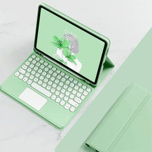 Load image into Gallery viewer, iPad Air2 iPad 5 iPad 6 Keyboard Case Touchpad Magnetic Detachable Bluetooth Keyboard Slim Smart case Round Key for iPad 5th 6th Generation 9.7'' (iPad Air2/iPad5/iPad6, Mint Green)