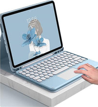 Load image into Gallery viewer, iPad Air2 iPad 5 iPad 6 Keyboard Case Touchpad Magnetic Detachable Bluetooth Keyboard Slim Smart case Round Key for iPad 5th 6th Generation 9.7'' (iPad Air2/iPad5/iPad6, Blue)