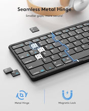 Load image into Gallery viewer, Samsers Foldable Bluetooth Keyboard with Touchpad, Full-Size Wireless Folding Keyboard with PU Leather, Portable Travel Keyboard for iOS Android Windows Mac OS, Support 3 Devices (BT5.1 x 3), Black