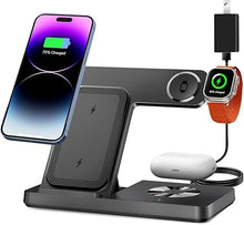 Load image into Gallery viewer, Wireless Charger, 3 in 1 Charging Station for Multi Devices, Charging Stand Dock for iPhone 8-16 Series, Apple Watch, AirPods Pro 3 2 with Adapter (Black)