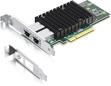 Load image into Gallery viewer, 10Gb PCI-E Network Card NIC, Dual RJ45 Copper Ports, Compare to Intel X540-T2, with Intel X540-BT2 Chip, PCI Express X8, 10Gbase-T Ethernet LAN Adapter Support Windows Server/Windows/Linux/VMware ESX