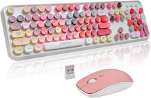 Load image into Gallery viewer, FOPETT Wireless Keyboard and Mouse Sets,Reliable 2.4 GHz Connectivity for PC,Laptop,Smart TV and More (White Colorful)