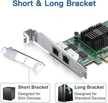 Load image into Gallery viewer, Gigabit Dual NIC with Intel 82576 Chip, 1Gb Network Card Compare to Intel E1G42ET NIC, 2 RJ45 Ports, PCI Express 2.0 X4, Ethernet Card with Low Profile for Windows/Windows Server/Linux