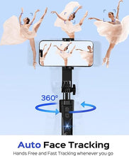Load image into Gallery viewer, NEMOVA 68'' Auto Face Tracking Tripod for iPhone, 360° Rotation Phone Tripod with Wireless Remote and Phone Holder, Selfie Stick Tripod for Android Phone, Applied to YouTube, Tiktok, Facetime