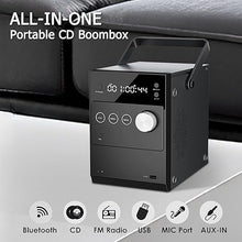 Load image into Gallery viewer, Portable CD Player Boombox | 20W Stereo Sounds| Rechargeable Battery | Auto Lid Open Button | Big LCD Display | Bluetooth 5.3/FM Radio/USB/AUX Input | MIC & Earphone Port | Remote Control(ZXG-608B)