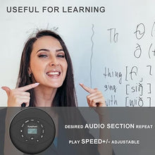 Load image into Gallery viewer, CD player portable,Discman rechargeable,Walkman CD player with speaker,Portable cd player with headphones,CD-R,MP3 USB playable,Anti skip CD playing for car,suitable for personal or multi-users,Black