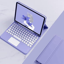 Load image into Gallery viewer, iPad Air2 iPad 5 iPad 6 Keyboard Case Touchpad Magnetic Detachable Bluetooth Keyboard Slim Smart case Round Key for iPad 5th 6th Generation 9.7'' (iPad Air2/iPad5/iPad6, Purple)