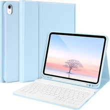 Load image into Gallery viewer, TQQ for iPad 10th Generation Case with Keyboard (10.9", 2022),iPad Keyboard Case for 10.9" 10th Gen, Detachable - Pencil Holder - Flip Stand Cover - Keyboard Case for iPad 10th Gen 10.9 inch 2022 Blue