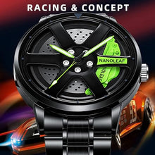Load image into Gallery viewer, Car Wheel Watch, Stainless Steel Mens Wristwatch with Spinning Car Rim Hub Design, Japanese Quartz Movement, Water Resistant, Scratch Resistant Gifts for Car Enthusiasts