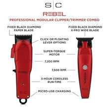 Load image into Gallery viewer, Stylecraft Rebel Professional Modular Cordless Hair Clipper and Trimmer with Super-Torque Motor Combo Set